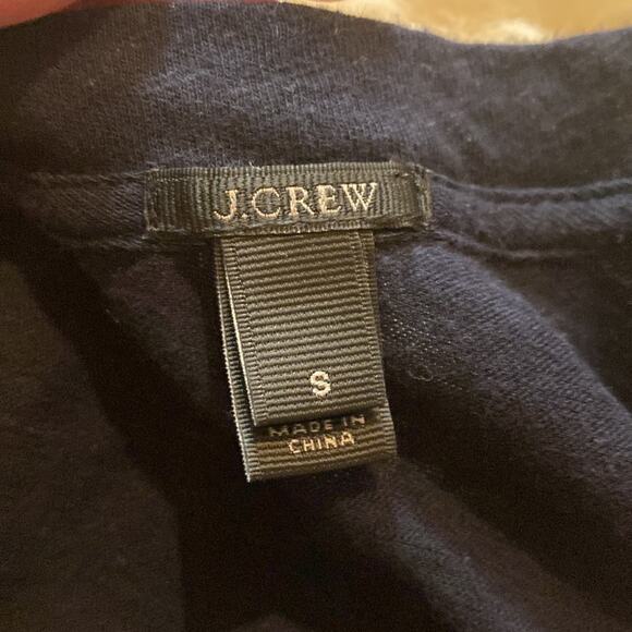 J. Crew Women’s Crew Neck Paisley Teardrop Eyelet T-Shirt Navy White Sz Sm - Picture 5 of 8